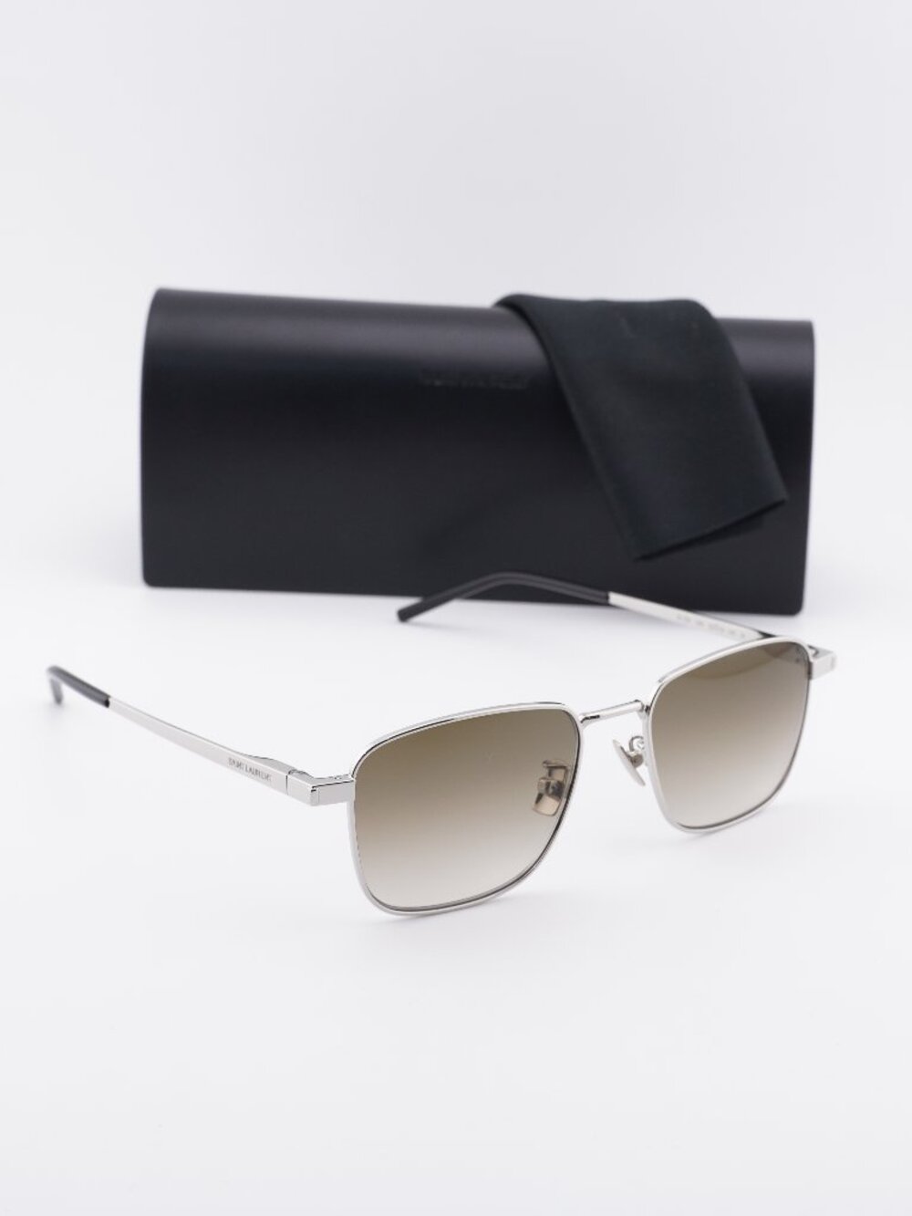 Saint Laurent SL529 006 Square Sunglasses - Silver \ Green Gradient Mirror